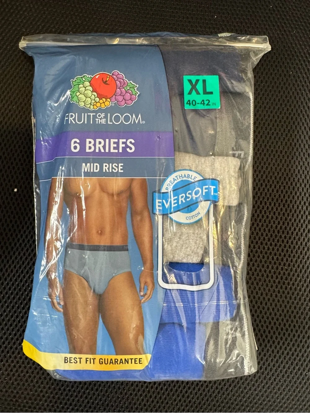 Fruit of the Loom Men's 6-Pack Mid-Rise Briefs – Blue & Gray